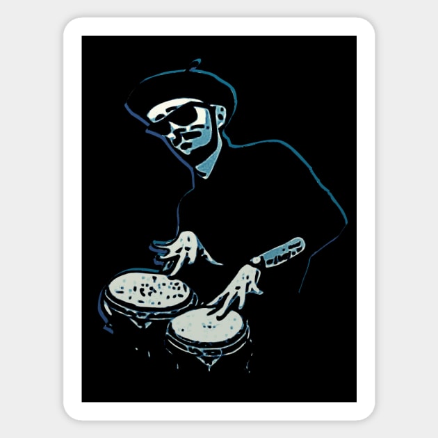 Bongo Beatin' Beatnik (Blue) Sticker by bronzarino